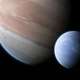Artist’s impression of the exomoon—a Neptune-sized moon in orbit around a large Jupiter-like exoplanet.